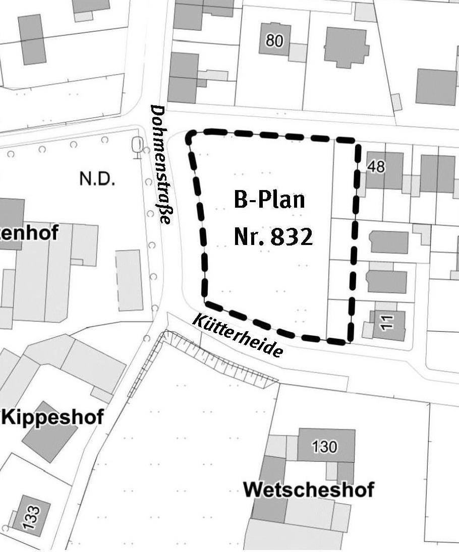 Plangebiet des Bebauungsplanes 832