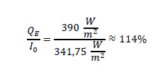 Diese Formel stellt den terrestrischen Strahlungsgang in Relation zum solaren Strahlungsgang. Es zeigt sich, dass mehr Energie im System verbleibt.