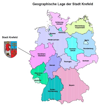 Bild geographische Lage der Stadt Krefeld