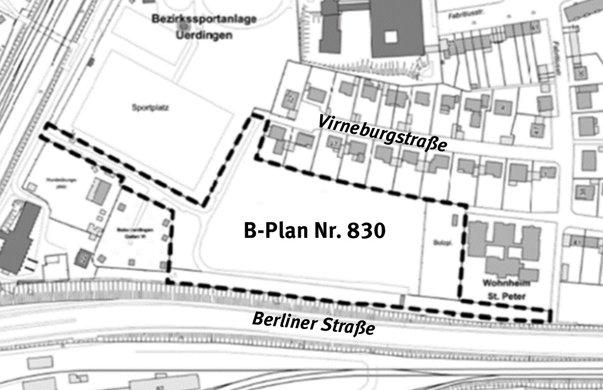 Plangebiet des Bebauungsplanes 830