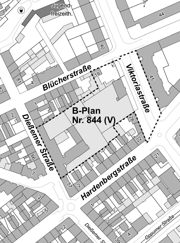 Plangebiet des vorhabenbezogenen Bebauungsplanes 844 (V)