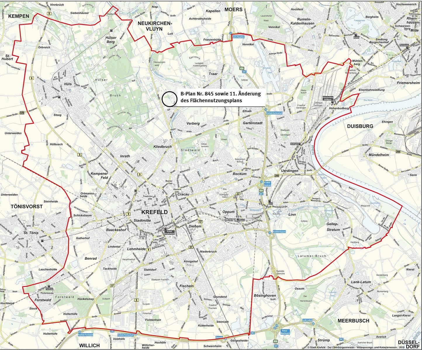 Bebauungsplan 845 in der Stadtkarte