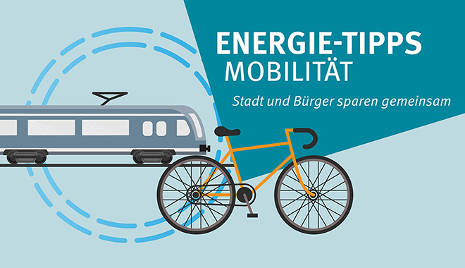 Die Stadt Krefeld gibt Energie-Tipps zum Thema "Mobilität".Grafik: Stadt Krefeld, Presse und Kommunikation