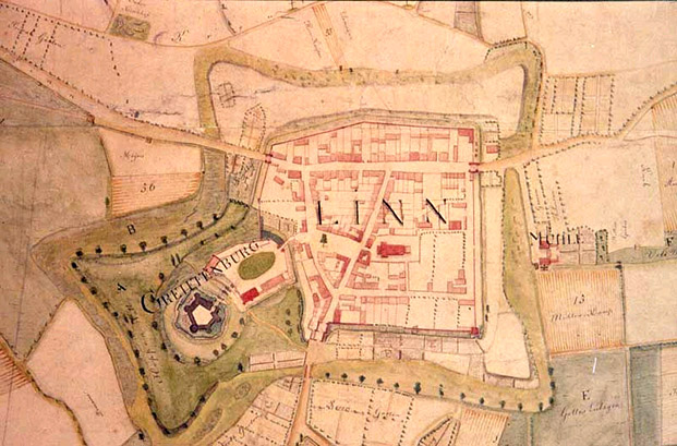Plan der Grundstücke, die Isaak de Greiff gehörten