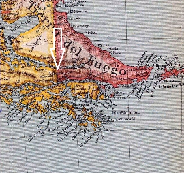 Lage Ushuaias in Südamerika