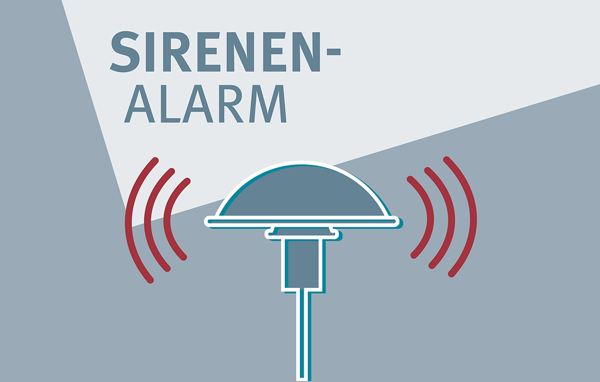 Symbolgrafik Sirenealarm. Grafik: Stadt Krefeld, Presse und Kommunikation