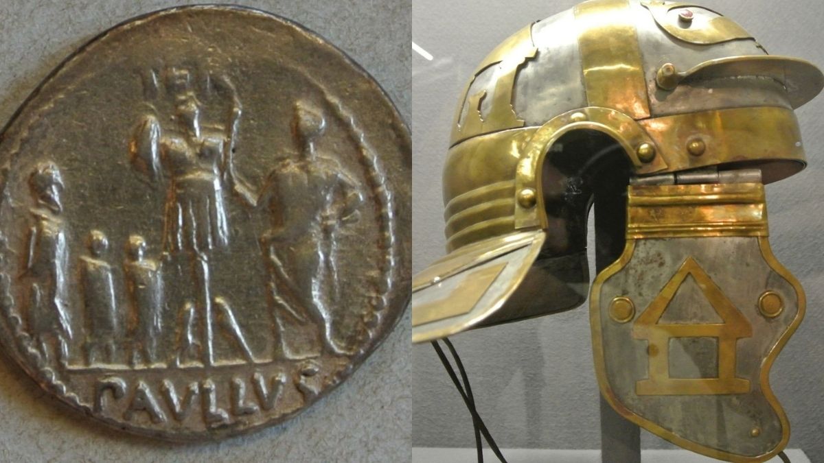 Münze und Römischer Helm – Typ Mainz-Weisenau